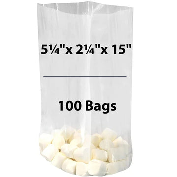 LDPE Clear Gusseted Poly Bags 1.5 mil 5.25" X 2.25" X 15" 100 Bags